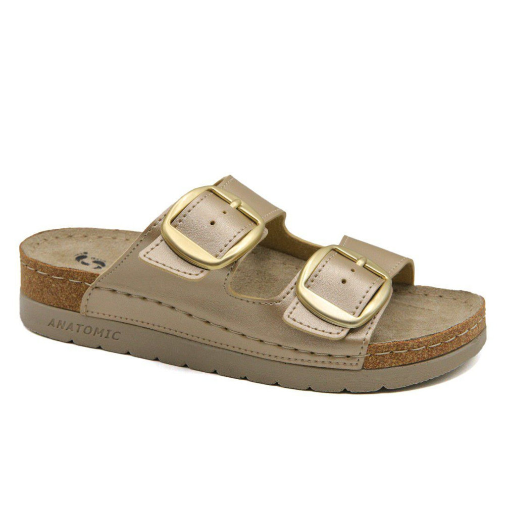 Comfort Way Shoes Γυναικεία Ανατομικά Σανδάλια Flatforms Χρυσό 488 - Lampis Shoes