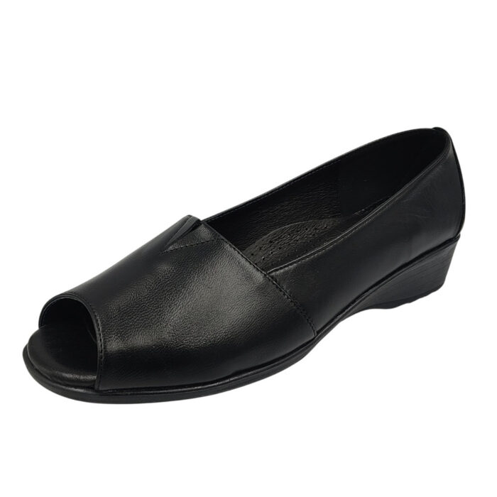 Blondie Γυναικεία Δερμάτινα Ανατομικά Slip On Μαύρα SO528 - Lampis Shoes