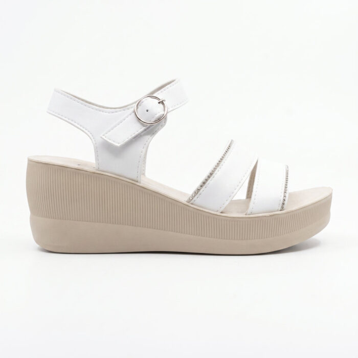 L.S.J Shoes Γυναικεία Σανδάλια Platforms Λευκά E13 - Lampis Shoes
