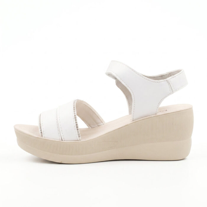 L.S.J Shoes Γυναικεία Σανδάλια Platforms Λευκά E13 - Lampis Shoes