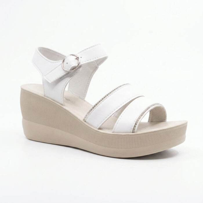 L.S.J Shoes Γυναικεία Σανδάλια Platforms Λευκά E13 - Lampis Shoes