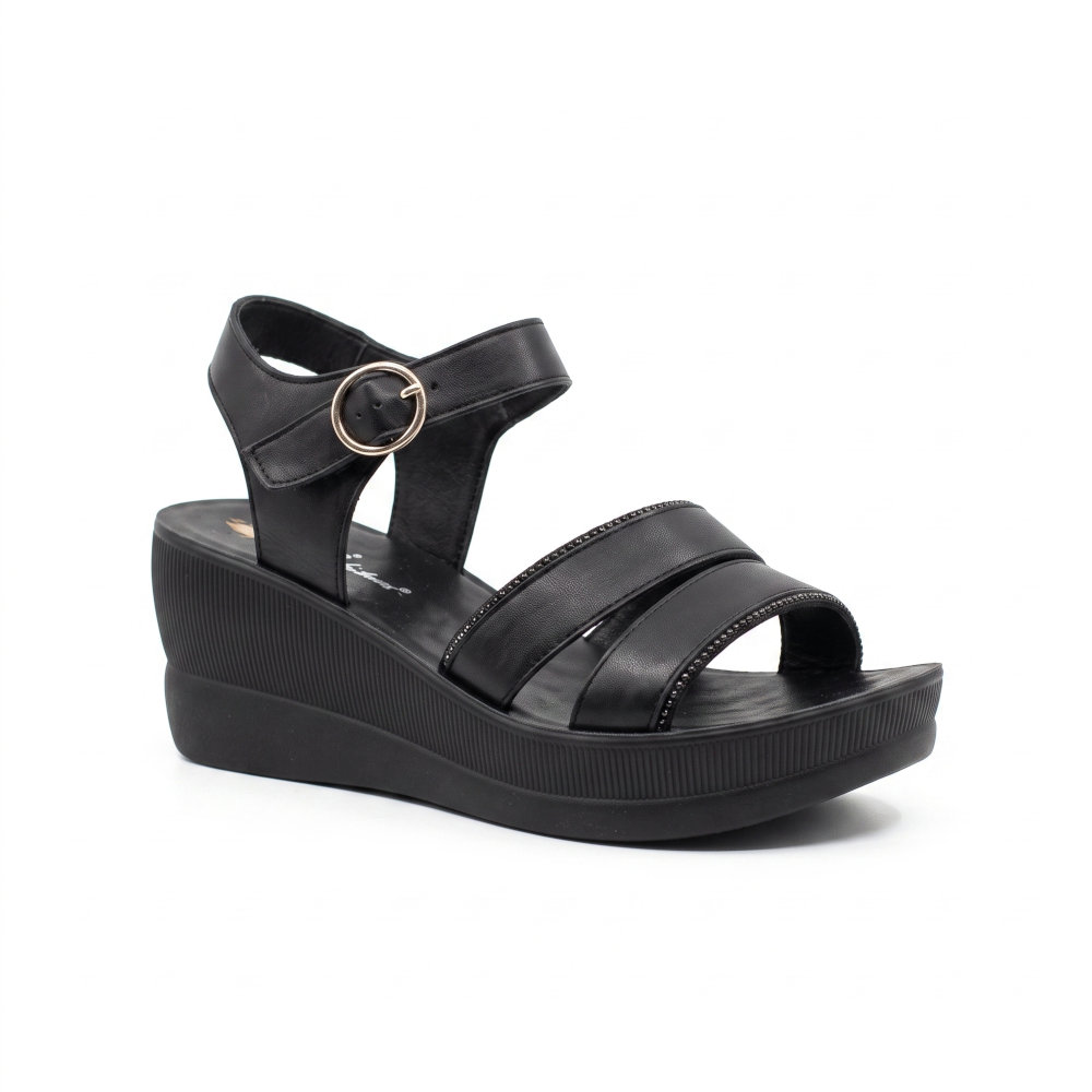 L.S.J Shoes Γυναικεία Σανδάλια Platforms Μαύρα E13 - Lampis Shoes