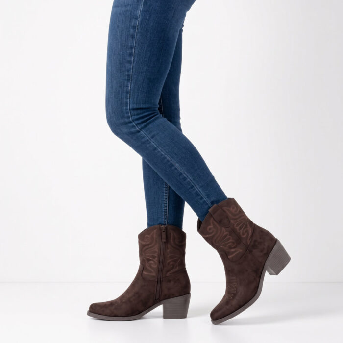 Marquiiz Γυναικεία Μποτάκια Cowboy Καφέ 6508 - Lampis Shoes