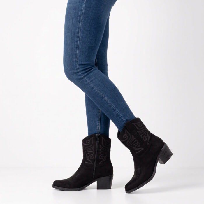 Marquiiz Γυναικεία Μποτάκια Cowboy Μαύρα 6508 - Lampis Shoes