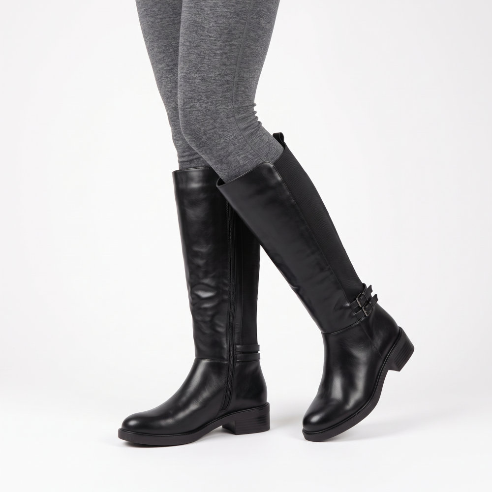 Plato Γυναικείες Μπότες Μαύρες RQ-568 - Lampis Shoes