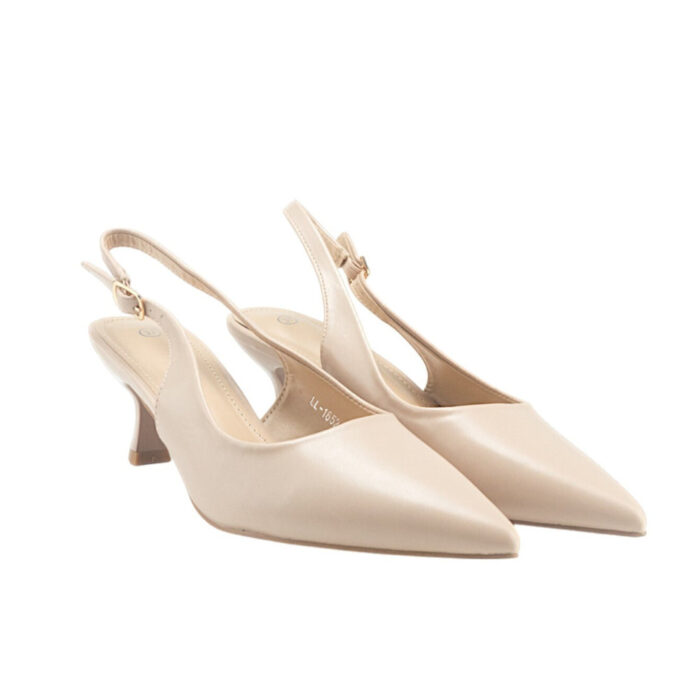 Plato Μυτερές Γόβες Μπεζ 34575 - Lampis Shoes