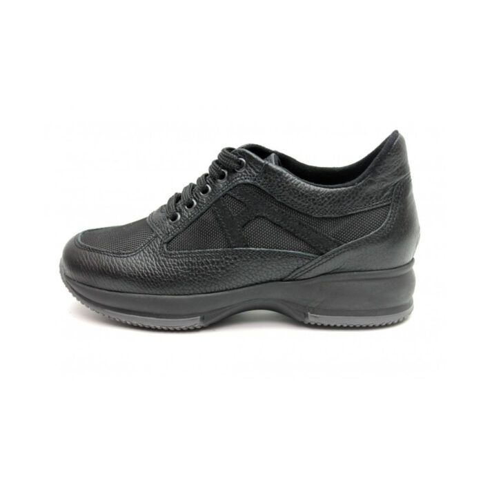 Pyramis Γυναικεία Δερμάτινα Ανατομικά Sneakers Μαύρα 8216/H800 - Lampis Shoes