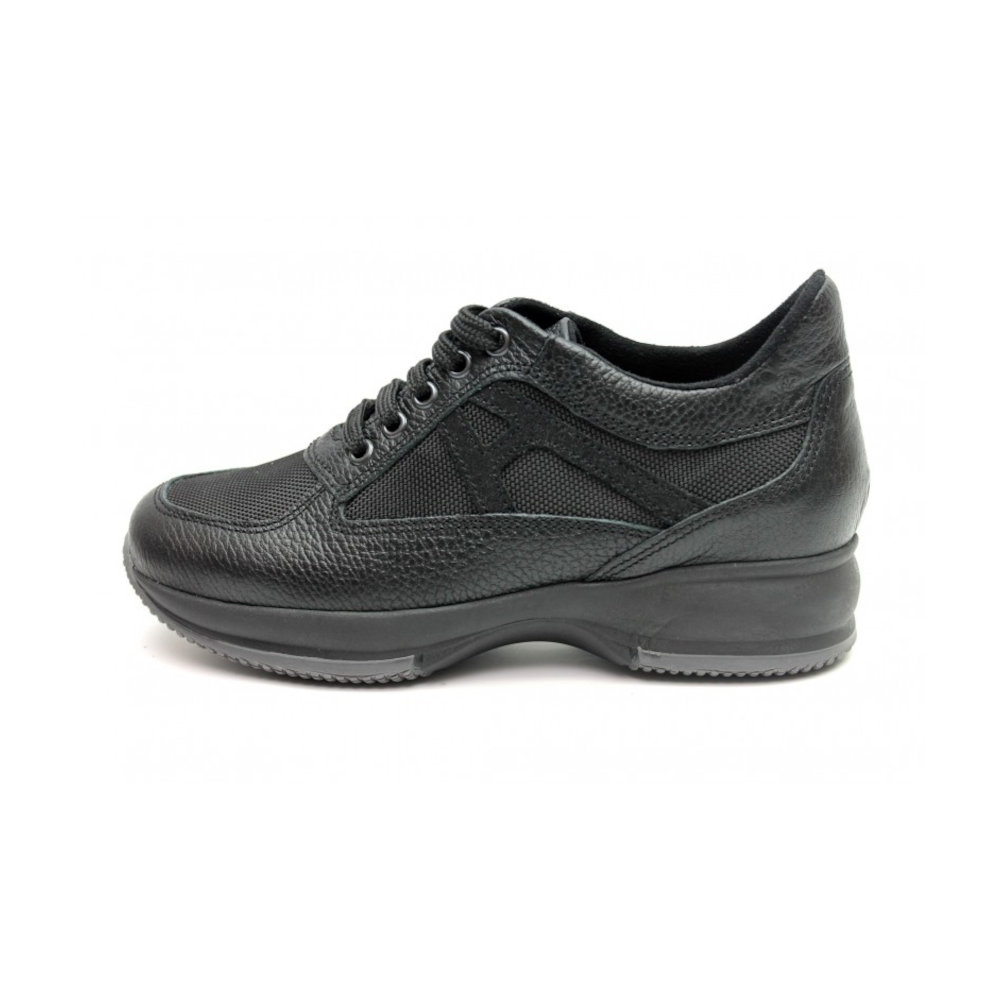 Pyramis Γυναικεία Δερμάτινα Ανατομικά Sneakers Μαύρα 8216/H800 - Lampis Shoes