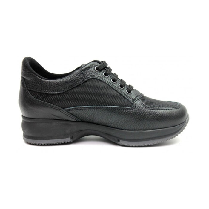 Pyramis Γυναικεία Δερμάτινα Ανατομικά Sneakers Μαύρα 8216/H800 - Lampis Shoes