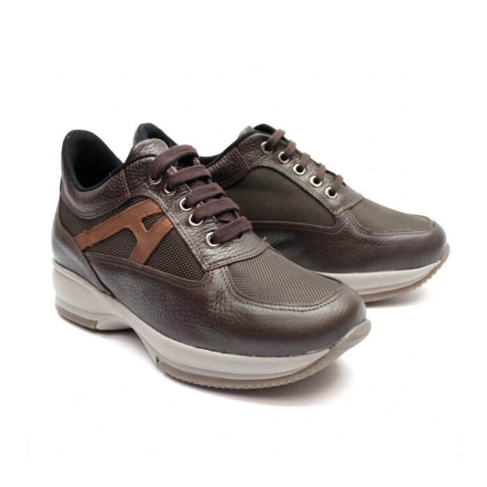 Pysramis Γυναικεία Δερμάτινα Ανατομικά Sneakers Καφέ 8216/H800 - Lampis Shoes