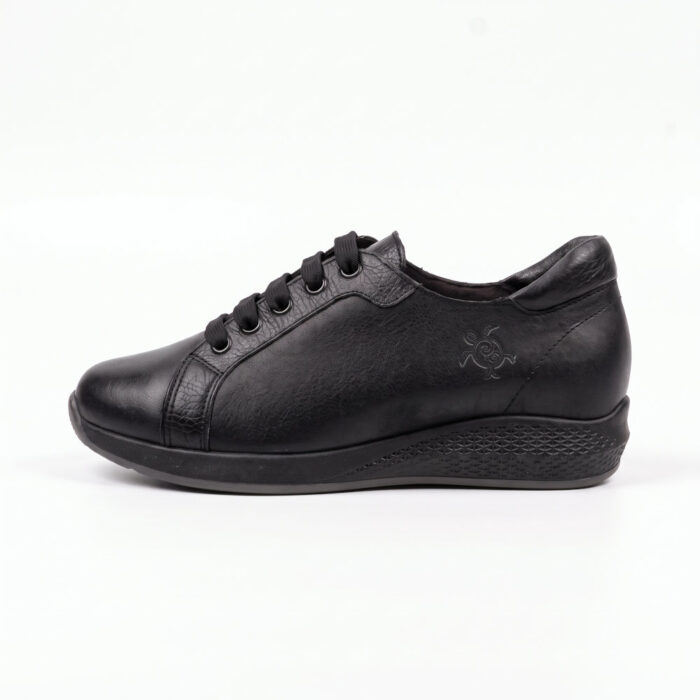 Remake Γυναικεία Δερμάτινα Ανατομικά Sneakers Μαύρα 7230/910 - Lampis Shoes