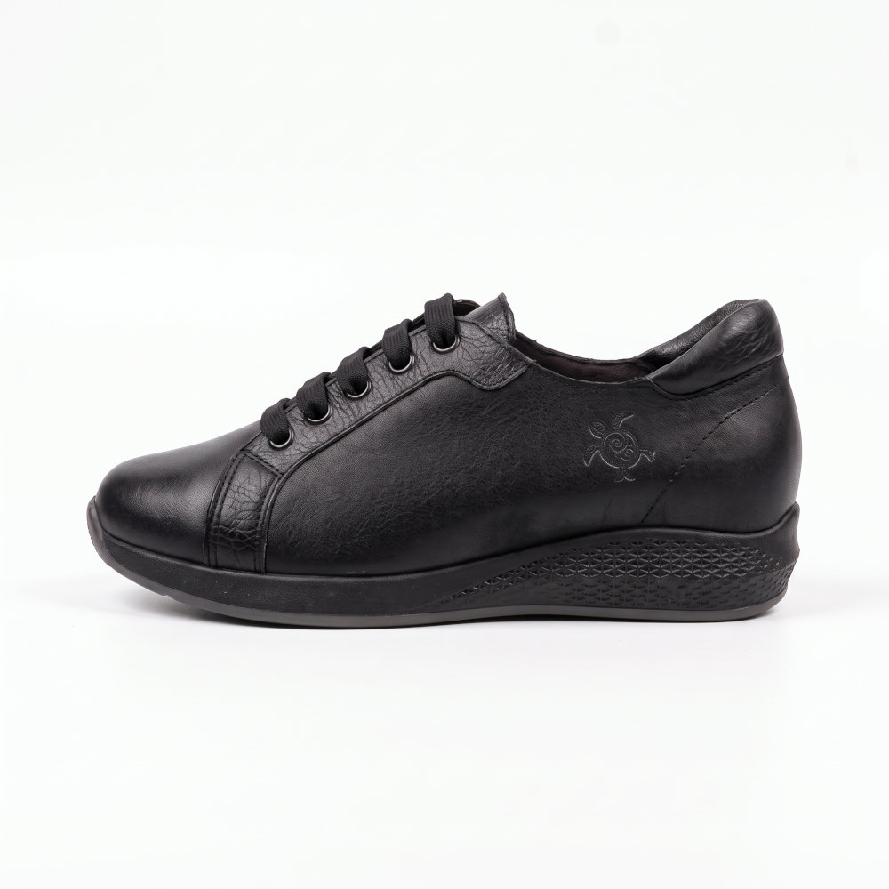 Remake Γυναικεία Δερμάτινα Ανατομικά Sneakers Μαύρα 7230/910 - Lampis Shoes