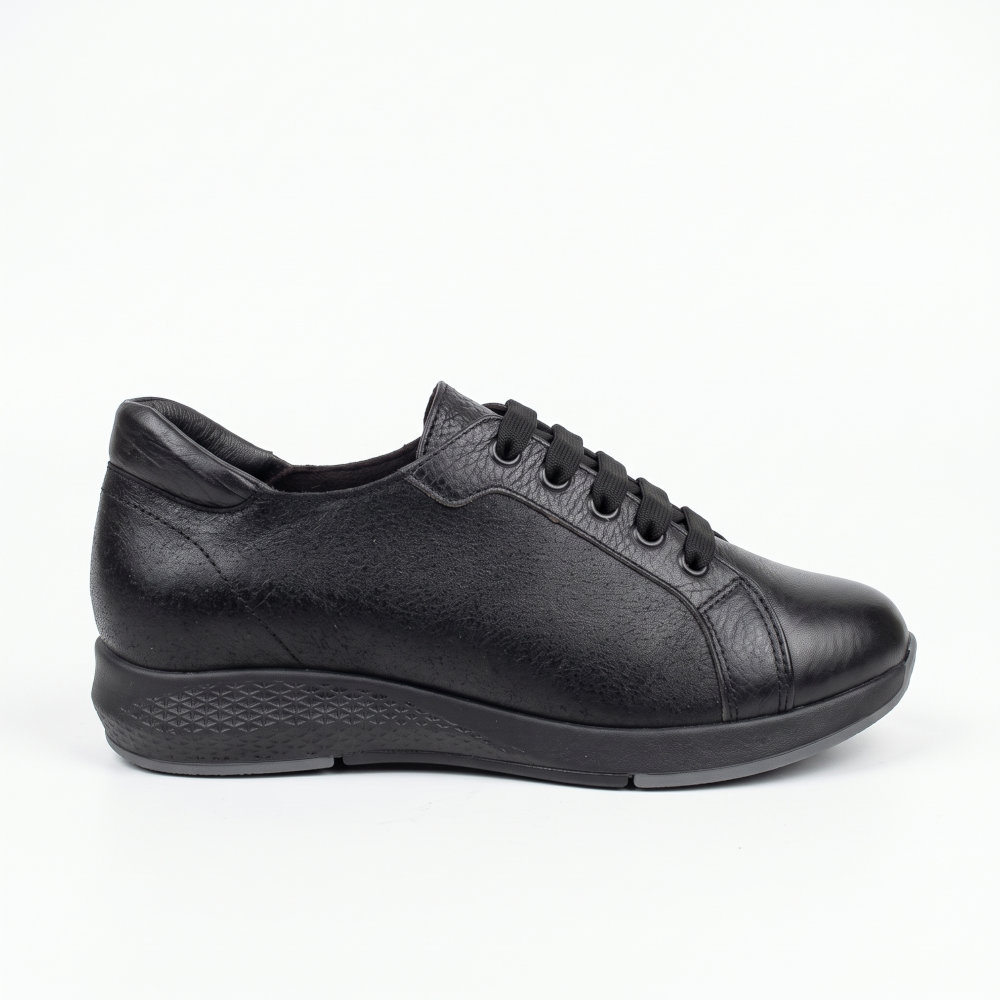 Remake Γυναικεία Δερμάτινα Ανατομικά Sneakers Μαύρα 7230/910 - Lampis Shoes