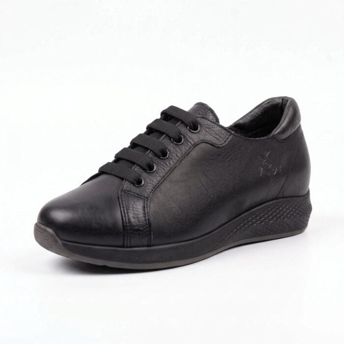 Remake Γυναικεία Δερμάτινα Ανατομικά Sneakers Μαύρα 7230/910 - Lampis Shoes