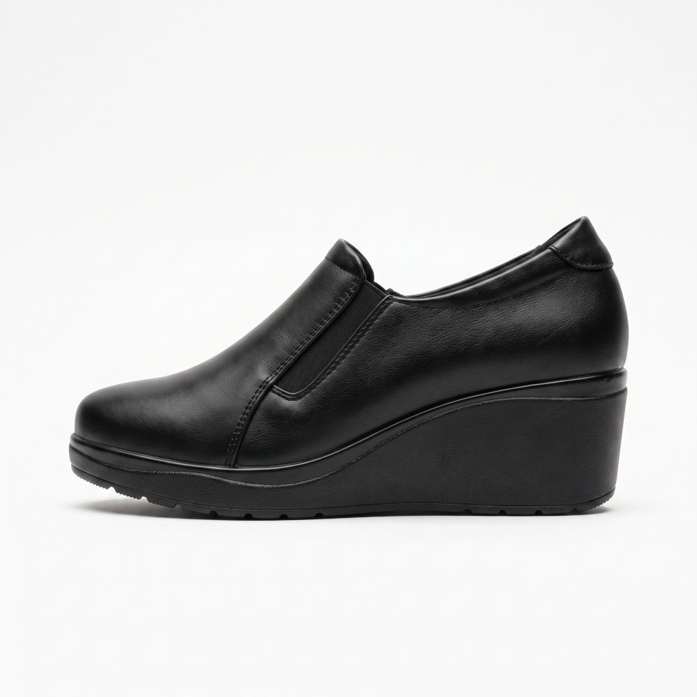Soft Space Γυναικεία Sneakers Slip-on Mαύρα PA8895 - Lampis Shoes