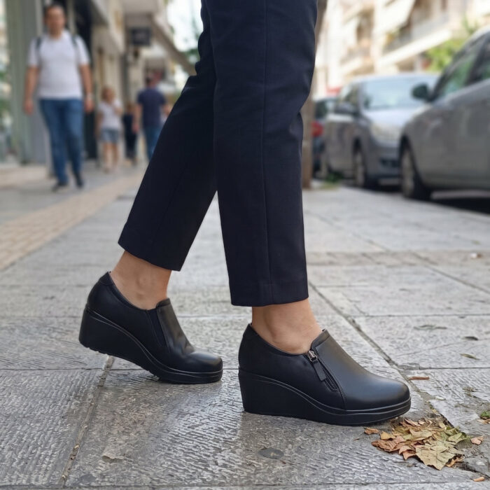 Soft Space Γυναικεία Sneakers Slip-on Mαύρα PA8895 - Lampis Shoes