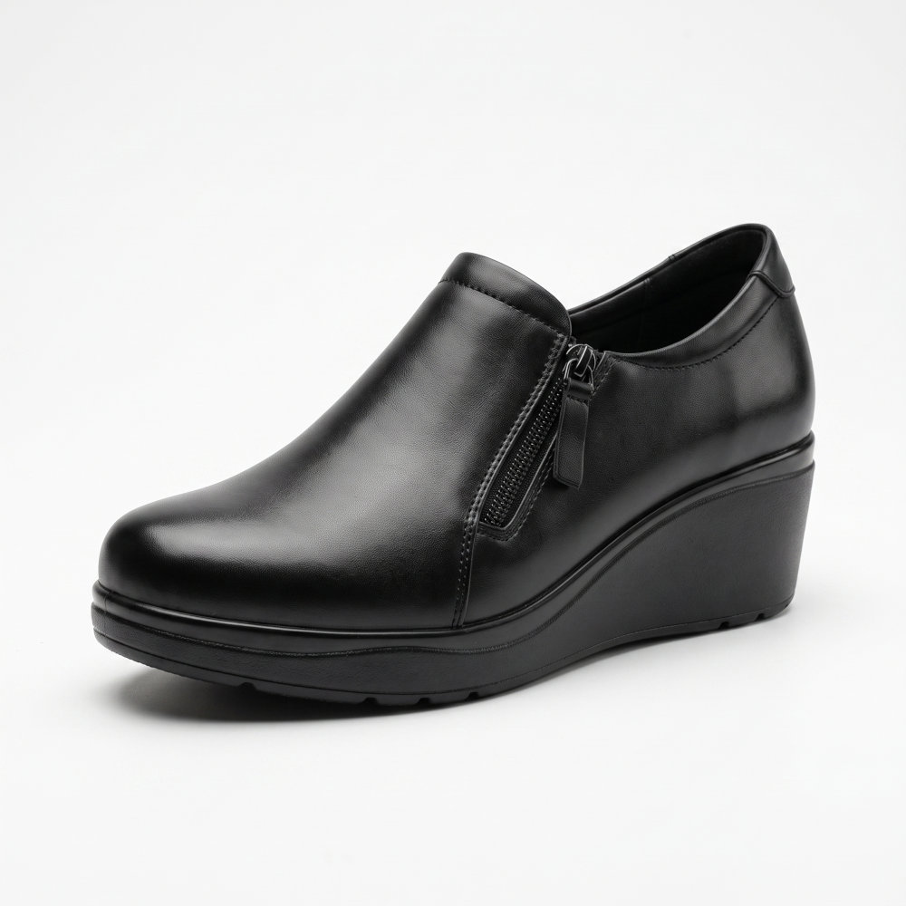 Soft Space Γυναικεία Sneakers Slip-on Mαύρα PA8895 - Lampis Shoes